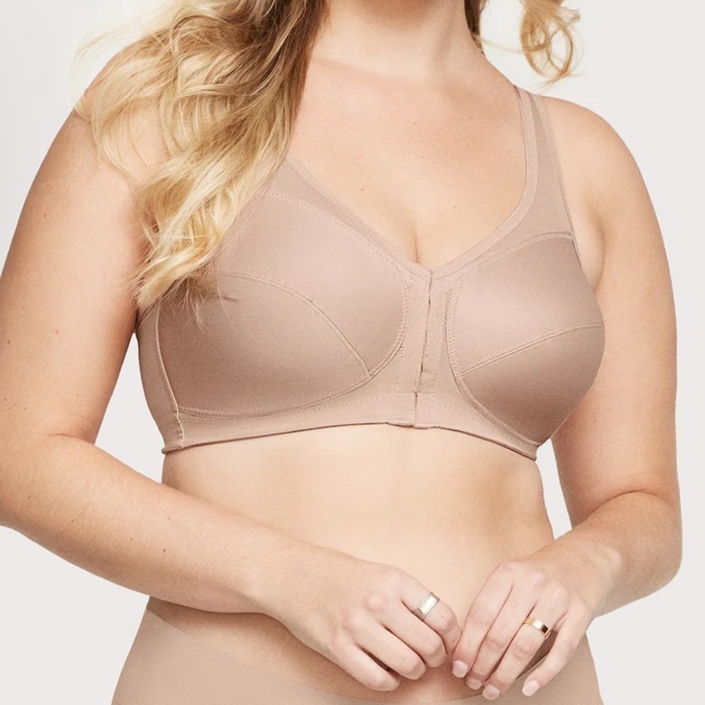 50B Bra Glamorise MagicLift PLUS SIZE Front Close Posture Back Support Tan 1265